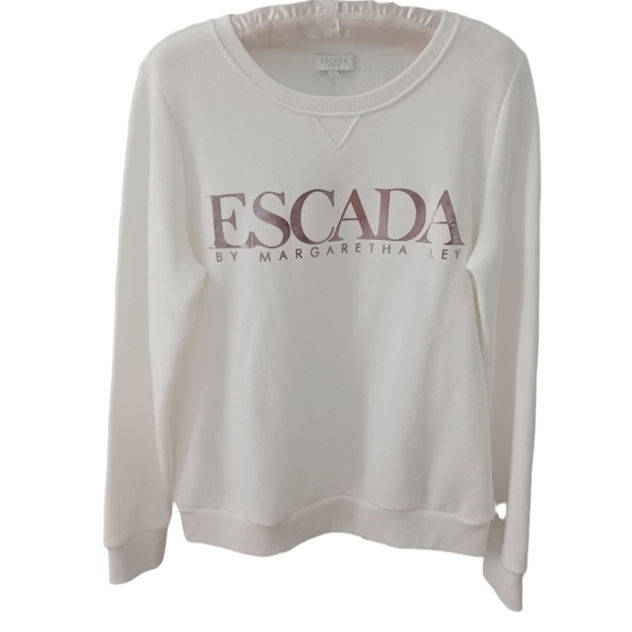 Escada Sports Rose Metallic Logo Cotton Sweatshirt Top - Picture 1 of 6